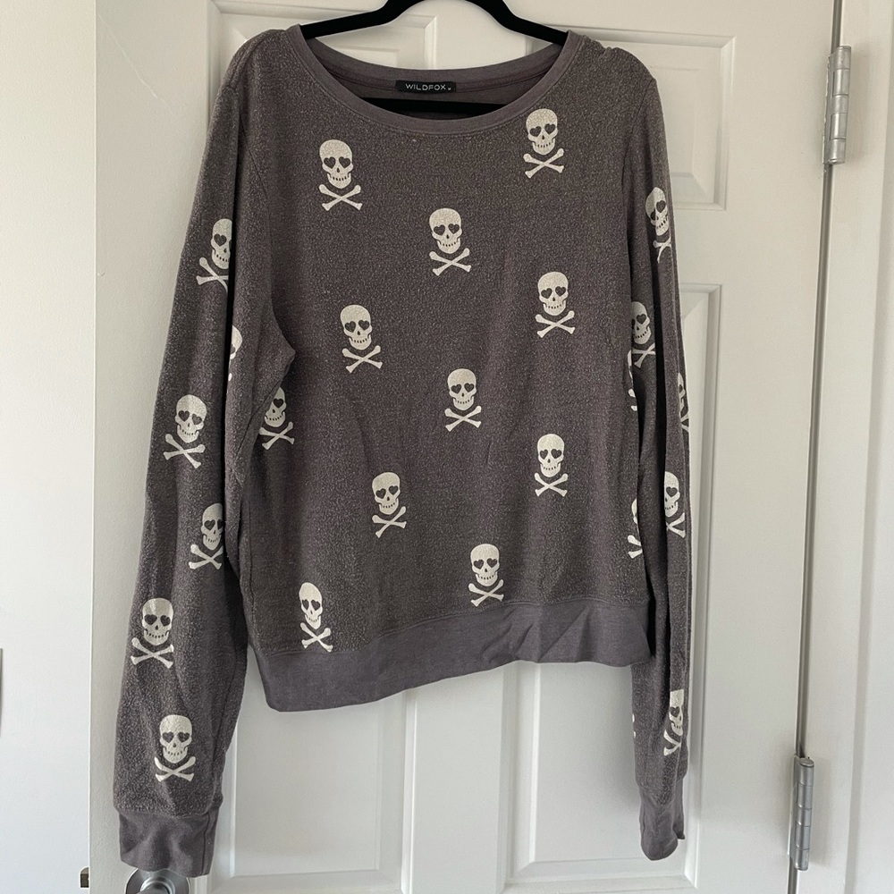 Wildfox heart eye skull oversized sweatshirt